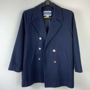Pendleton 100% Wool Navy Blue Pea Coat Wm Sz 12